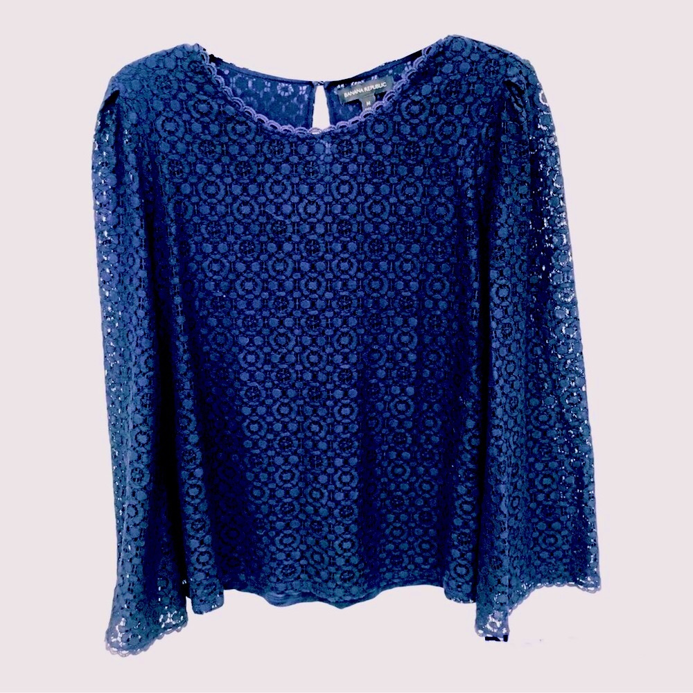 Banana Republic Lace Top w/Bell Long Sleeves Sz Med FIRM DISC PRICE!